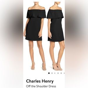 NWT Charles Henry Black Off the Shoulder Dress, Size: L